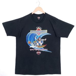 Vintage 1995 Harley Davidson Bike Surfing Daytona Beach FL Single Stitch T-shirt